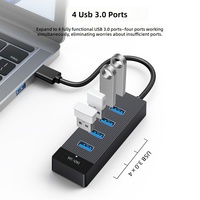 Hub Usb 3.0 Bertenaga 4 Port 3M Hub Usb Splitter Docking Station Sakelar Independen Hub Usb 3.0 Kecepatan Tinggi 5Gbps