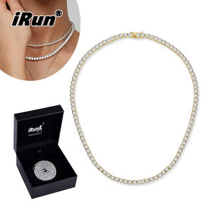 Collar de Cadena de Tenis con Circonitas Cúbicas Personalizado IRun, Collar de Cadena de Diamantes con Incrustaciones de Acero Inoxidable, Gargantilla de Circonitas, Collar de Tenis - Product Image 1