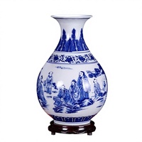Jingdezhen Nouveau Vase Chinois En Céramique Bleu Blanc Porcelaine Transparent Conception Simple pour Porche Décoration Comptoir Hydroponique
