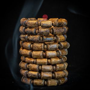 Bracelet en bois d'agar naturel (grande taille) – Bracelet en bois d'agar décomposé en forme de bambou, grande taille, bijoux en bois d'oud de qualité supérieure - Product Image 5