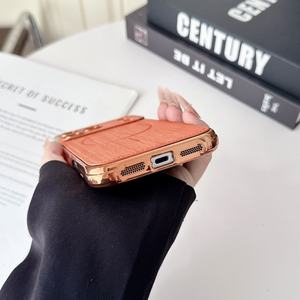 Coque de téléphone magnétique en cuir grainé électroplaqué avec texture pour iPhone 17 Air 16 15 <span class=keywords><strong>Pro</strong></span> Max, coque arrière de conversion originale en TPU - Product Image 4