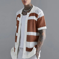 Bonne qualité Nouveau cardigan pour hommes Chemise d'été à manches courtes Polo Pull en tricot