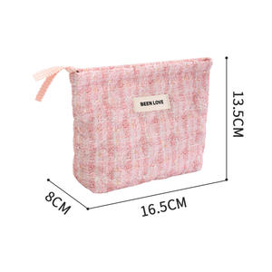 Lady's Fashion Quilting <b>Makeup</b> Bag Promotional Reusable Cosmetic Bag with Zipper Closure Custom Logo Made of Durable Polyester - Product Image 3