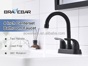 Grifo Mezclador de Baño Extraíble Moderno para Lavabo, Doble Manija, 3 Orificios, Negro, Zinc, Latón, Cerámica, para Gimnasio Exterior - Product Image 2