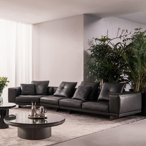 Best Quality Mid <b>for</b> Modern Style Minottii Dylan Octagon Genuine Leather Three Seat Sectional <b>Sofa</b> Latest Size Sitting Room - Product Image 1