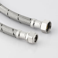 Tuyau flexible tressé en acier inoxydable 17 mm, filetage femelle F1/2, extrémité 15 mm DE pour robinet et alimentation en eau des toilettes