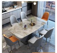 Ensemble Salle à Manger Moderne Luxe 8 Chaises Table Meuble Métal Dessus Marbre pour Cuisine Salon Bar Ensemble Repas 6 Chaises