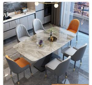 Set da Pranzo di Lusso Moderno con 8 Sedie e Tavolo, Arredamento in Metallo con Piano in Marmo per <span class=keywords><strong>Cucina</strong></span>, Soggiorno, Bar, Set da Pranzo con 6 Sedie - Product Image 5