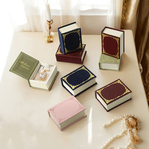 Wholesale Luxury <b>Book</b>-Shape Square Pattern Flap Magnet Cardboard Paper Jewelry Box with Earring <b>Necklace</b> Storage Stylish Gift - Product Image 5