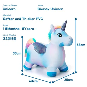 Material seguro de equilibrio de ejercicio para niños, cumple con EN71, juguete de Animal hinchable de peluche inflable personalizado, unicornio hinchable en tela para niños
