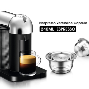 Cápsula de Café Reutilizable de Acero Inoxidable de Grado Alimenticio, 230 ml, Filtro de Café Recargable para <span class=keywords><strong>Vertuo</strong></span> Delonghi - Product Image 1
