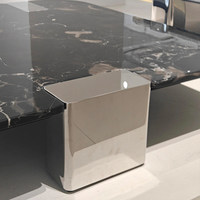 Nouvelle table basse de luxe en marbre noir rose, design flottant minimaliste italien, avec cadre en acier inoxydable