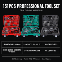 Kit d'outils de réparation automobile et domestique professionnel de 151 pièces, ensemble de douilles en gros avec mallette rigide, boîte à outils mécanique, ensemble d'outils à main OEM ODM
