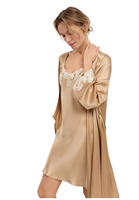 Robe de chambre élégante pour femme en soie de mûrier 100 %, col en V, manches longues, pour l'été et l'automne, peignoir de luxe, vêtements de détente