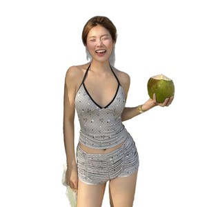 Maillot de bain de vacances pour meilleures amies, style sling imprimé, avec effet push-up pour petites poitrines, idéal pour la baignade, cache-ventre amincissant, style doux et charmant - Product Image 3