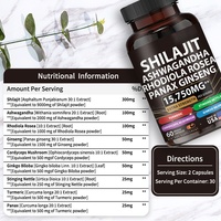 Capsules de Shilajit et Ashwagandha Haute Puissance – Mélange Adaptogène Masculin pour Booster les Performances et Soulager la Fatigue – 60 Comprimés