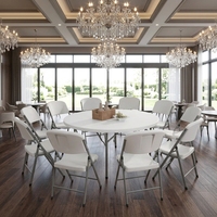 Table et chaises pliantes en plastique HDPE blanc populaires pour événements intérieurs et extérieurs, mariages, vente chaude