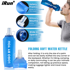 <span class=keywords><strong>IRun</strong></span>, logotipo impreso personalizado, frasco suave sin BPA, botella de agua plegable de silicona TPU plegable para paquete de hidratación para correr - Product Image 3