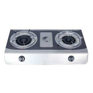 Cuisinière à gaz portable à deux brûleurs en acier inoxydable avec commande par bouton et allumage piézoélectrique, idéale pour l'hôtellerie, classe A, sécurité anti-extinction de flamme, facile à nettoyer - Product Image 2