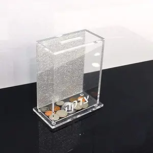 Silber Glitter Lucite Tzedakah Box Klar Acryl Charity Box Spar büchse Für Geschenk