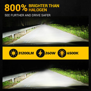 Nh 260W 31200lm xe <span class=keywords><strong>Led</strong></span> Đèn Pha Bóng đèn H7 H4 cao và thấp chùm siêu sáng foco H11 H1 9005 9006 9012 <span class=keywords><strong>Led</strong></span> Đèn Pha cho A4 - Product Image 3