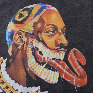 TKPA T-shirt unisexe à manches courtes, style streetwear américain, motif <span class=keywords><strong>Rodman</strong></span> rétro, effet délavé et vieilli, coupe ample, en pur coton, style Instagram High-Street - Product Image 1