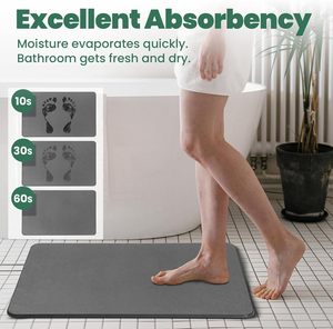 Alfombra de Baño Absorbente de Agua, Antideslizante, de Secado Rápido, con Rayas, Ecológica, de Piedra de Diatomita - Product Image 3