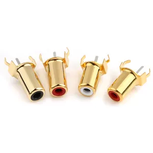 Socket Connector Audio Socket 3 Pin Gold Plated Single Hole Female Connector RCA Jack Connector