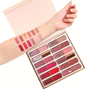 Ensemble de 12 gloss et laques à lèvres imperméables de style européen et américain, fini mat et brillant, non-tachant, rouge à lèvres changeant de couleur - Product Image 1