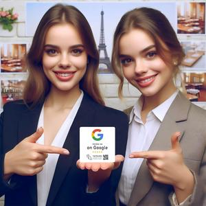 Support de carte de visite numérique NFC TapFive avec logo personnalisé, code QR, paiement sans contact, menu des réseaux sociaux pour les hôtels, avis Google, PVC - Product Image 4