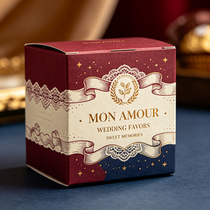 Boîte à dragées personnalisée de luxe en carton recyclable avec dorure à chaud « <span class=keywords><strong>Mon</strong></span> Amour », production en 72h, vente en gros - Product Image 1