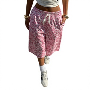 Shorts de Mujer con Estampado de Leopardo Rosa, Cintura Media, Holgados, Casuales, Tejidos, Transpirables, con Bolsillos - Product Image 6