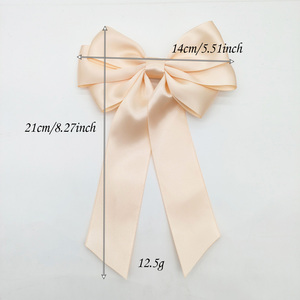 Vente en gros personnalisée grande pince à cheveux longue queue avec accessoire de noeud de ruban de satin de soie direct usine de luxe style pour enfants filles femmes - Product Image 5