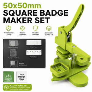 <span class=keywords><strong>Kit</strong></span> de machine à badges carrés 50*50mm avec coupe-papier et 100 fournitures |   Presse à boutons manuelle pour badges personnalisés - Product Image 1