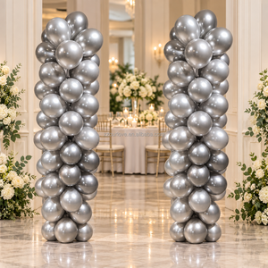 Columna de Globos Plateados, Torre de Globos Metálicos, Decoración para Bodas, Cumpleaños, Fiestas, Entradas, Eventos, Suministros al por Mayor - Product Image 1
