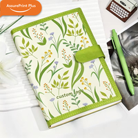 Carnet en cuir PU à imprimé floral avec reliure thermique, boucle magnétique, logo personnalisé, carnet de planification A5 à couverture rigide pour cadeau de bureau