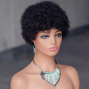 ส่งฟรี วิกผมแท้ 100% จากบราซิล แบบ <span class=keywords><strong>Afro</strong></span> Curl สั้น ตัดทรง Pixie  วิกผมหยิกสำหรับผู้หญิงผิวสี - Product Image 5