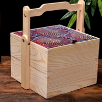 Boîtes de festival pour thé et nourriture, style chinois, en bois de pin de luxe, multi-niveaux, avec couvercle en brocart, poignée pliable, durables, artisanales et éco-responsables