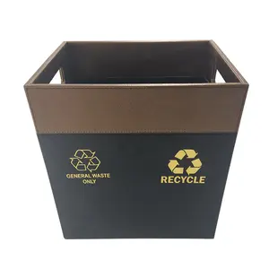 Wholesale Classic Leather with Handle Bin and Premium Hotels Square Black Trash Can