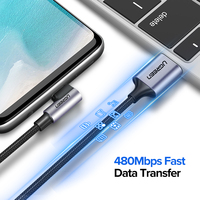 Câble USB-C pour S9 S10 Plus, charge rapide 5A, câble de jeu en nylon à angle droit pour ordinateur IOS, lecteur de codes-barres