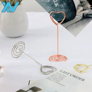 Heart Shape Metal Table Number Holder Paper Note Clips Memo Photo Holder Card For Wedding Party 85mm