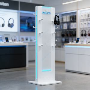 Support d'affichage pour écouteurs en métal avec crochets, présentoirs sur pied pour accrocher et tester dans les magasins numériques, magasin de vente au détail d'écouteurs - Product Image 1