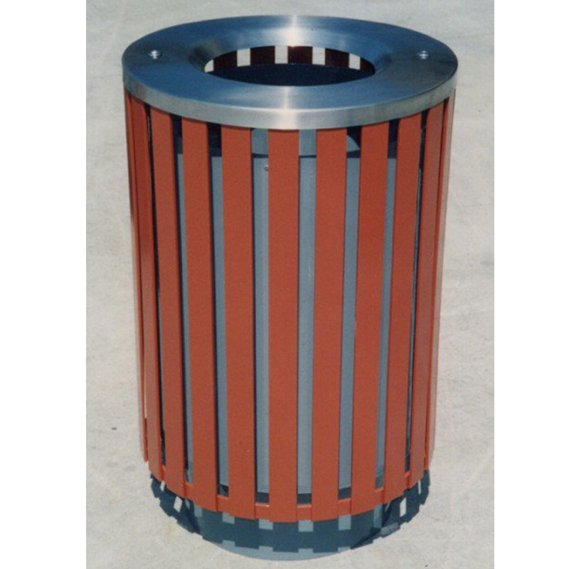 Commercial Steel Slat Litter Receptacle Outdoor Metal Waste Bin Public Urban Residential Trash Bin