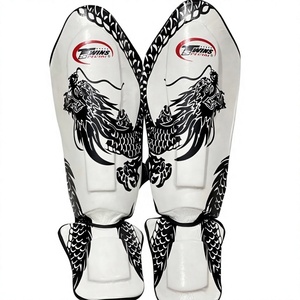 New Dragon Digital Print White Twins Boxing Shin Guards Mauy Thai Kickboxing Genuine Leather Twins Shin Guard Boxing Shin Pads - Product Image 6