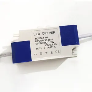 Controlador led de plástico delgado incorporado, fuente de alimentación de circuito de Controlador led de 300 ma, 4w, 5w, 6w, 7w, 9w