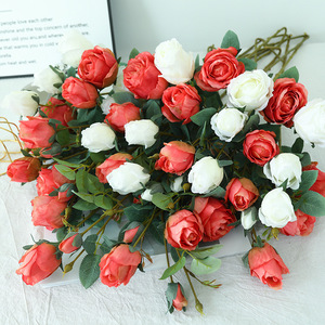 Fleurs artificielles en tissu de soie simulée, rose de montagne enneigée, rose, blanc, rose, décoration de la maison, accessoires de photographie de mariage - Product Image 1