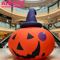 Calabaza Inflable con Sombrero de Bruja, Calabaza Inflable de Halloween con Cara de Payaso Impresa, Gran Decoración Inflable de Halloween para Centros Comerciales