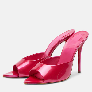 Sandali Estivi da Donna Taglie Grandi Fino al <span class=keywords><strong>44</strong></span> con Tacchi Alti e Sottili, Scarpe Sexy da Infilare per Abito con Tacco a Spillo, Punta Aperta e Affusolata, Sabot in Vernice - Product Image 3