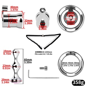 FRRK Cage de chasteté en métal avec plug anal, ceinture et cage urétrale plate inversée, Nouveau modèle 2026, Jouet sexuel BDSM pour hommes et sissies - Product Image 4