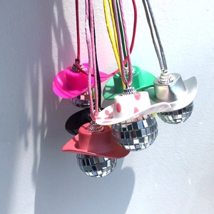 <b>Mini</b> Car Carrying <b>Disco</b> <b>Disco</b> Necklace Pendant Glass Mirror <b>Ball</b> Cowboy Hat Party Decorations - Product Image 1